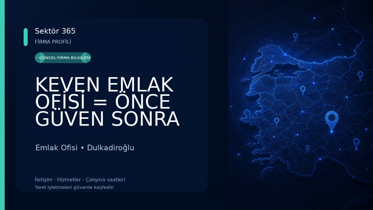 KEVEN EMLAK OFİSİ = ÖNCE GÜVEN SONRA YATIRIM ( BAŞKA BİR ŞUBEMİZ YOKTUR ) Emlak Ofisi